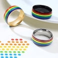 thumbnail image 3 of Stainless Steel Enamel Rainbow LGBT Ring Lesbian Gay Ring, 3 of 6