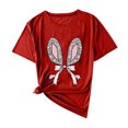 thumbnail image 1 of Plebaso T-Shirts Graphiques de Pâques pour Femmes à Manches Courtes, T-Shirts Imprimés pour Femmes, Décontractés, Amples, d'Extérieur, Hauts Basiques, 1 of 4