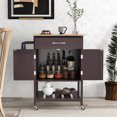 thumbnail image 4 of Gymax Rolling Kitchen Island Cart w/ Drawer 2-Door Storage Cabinet Bottom Tray Brown, 4 of 9