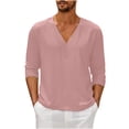 thumbnail image 1 of GigrtiJin Mens Long Sleeve T-Shirt Casual Fall V Neck Solid Color Tops Blouses Plus Size Basic Pullover Undershirt, 1 of 6