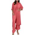 thumbnail image 1 of Timegard Vacation Outfits for Women 2 Piece Lightweight Open Front Long Top Wide Leg Rompers Sets, 1 of 5