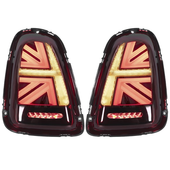 Ensemble de Feu Arrière à DEL, Feu de Frein, Clignotant, Feu de Recul VLAND pour JCW Union Jack, Feu Arrière à DEL Complet, Lentille Rouge, Convient pour R56 R57 Pré-LCI 2007-2013