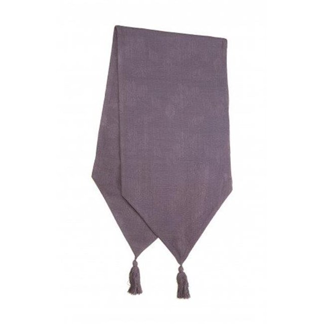 Chemin de Table Côtelé 13 x 54 Po avec Pompons, Violet