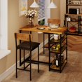 thumbnail image 2 of Kitchen Table Set, Dining Table and Chairs for 2 with Storage Shelf, Dining Room Table Set with 2 Upholstered Chairs, Bar Dining Table Set for Small Spaces, Apartment, Rustic Brown, 2 of 6
