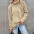 thumbnail image 1 of U.Vomade Ladies Sweater Knit Pullover Loose Blouse High Neck Plus Size Sweater, 1 of 1