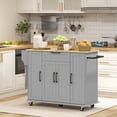 thumbnail image 2 of HOMCOM Kitchen Island on Wheels, Kitchen Cart with Solid Wood Top, Grey, 2 of 10
