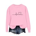 thumbnail image 4 of BLVB Chandail à Col Rond pour Femmes, Imprimé de Cœur, Manches Longues, Mignon, Coupe Ample, Léger, Hauts d'Automne, Cadeaux de la Saint-Valentin, 4 of 5