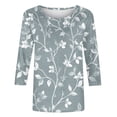 thumbnail image 5 of HKEJIAOI T-Shirts à Manches 3/4 pour Femmes à Imprimé Floral, Col Rond, Coupe Ample, T-Shirts Décontractés Mode, Chandails à Enfiler, Gris-A 2TG, 5 of 5