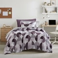 thumbnail image 1 of Regency Heights Ensemble de Douillette Taille Simple TG, Ensemble de Lit 6 Pcs Simple TG, Ensemble de Literie à Imprimé Géométrique Rond avec Draps, Violet, 1 of 10