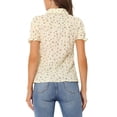 thumbnail image 3 of INSPIRE CHIC Chemise Imprimée pour Femme à Col Peter Pan Boutonnée à Manches Bouffantes Beige P, 3 of 6