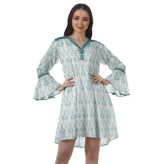 Moomaya Robes de Plage Imprimées Femmes Robe Aguichant Robes Mini Brodées pour Femmes