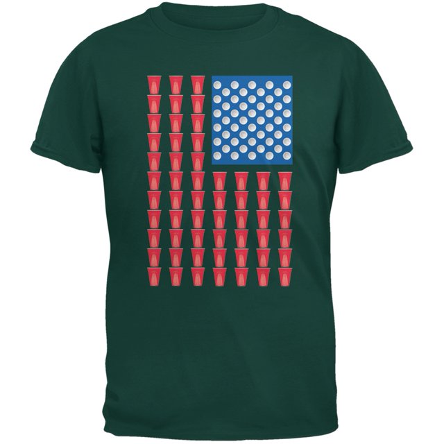 St. Patricks Day - American Flag Party Cups Forest Green Adult T-Shirt