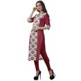 thumbnail image 4 of Moomaya Printed Straight Kurtis For Women V Neck Roll Up Sleeves Kurta Tunic, 4 of 6