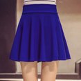 thumbnail image 3 of Mrat Linen Skirt Women's Basic Versatile Stretchy Flared Casual High Waist Skater Skirt Skater Skirts S-37 Blue 3XL, 3 of 3