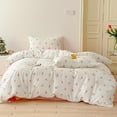 thumbnail image 3 of Ensemble de Housse de Couette Format Simple Rose Fleurs Literie Housse de Couette avec Fermeture Éclair Housse de Couette en Microfibre Douce et Taie d'Oreiller, 3 of 7