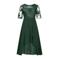 thumbnail image 3 of EGNMCR Robes d'Invitée de Mariage pour Femmes Unies à Manches Mi-Longues, Col Rond, Dentelle, Mousseline, Maille, Taille, Robe Midi de Fête, 3 of 5
