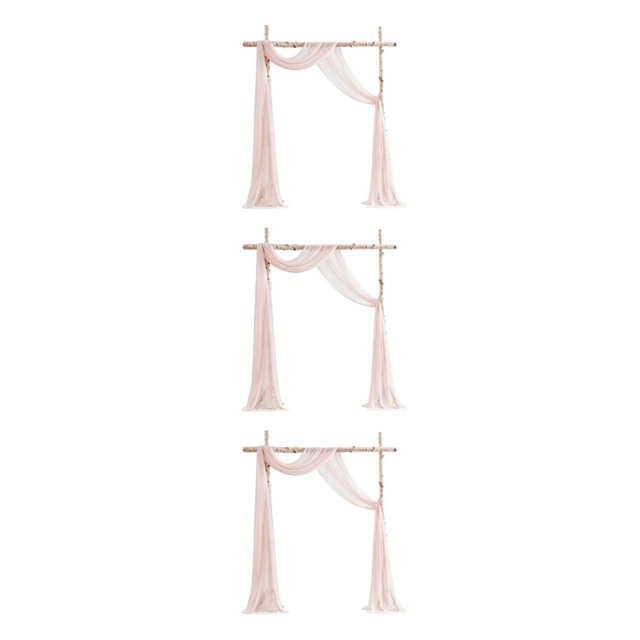 Baohd Wedding Arch Draping Fabric Wedding Decor With Easy Care Wedding Arch Drapes Polyester Wedding Valance Durable And Soft shell pink 3Set