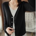 thumbnail image 5 of Cardigan Manteau Doux en Tricot pour Femmes, Mode Durable, Printemps et Automne, Décontracté, Ample, Uni, Manches Longues, Col en V, à Boutons - Hontri, 5 of 5