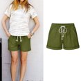 thumbnail image 2 of Dealovy Womens Cotton Linen Shorts Drawstring High Rise Solid Color Summer Lighjtweight Beach Shorts, 2 of 6