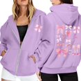 thumbnail image 1 of Tunique à Capuche Longue 3TG Chandail à Capuchon Robe Chandail pour Femmes Haut Grande Taille Chandails à Capuchon Femmes Chandail à Manches Longues à Fermeture Éclair Poche Cordon Décontracté Sport Violet TTTG, 1 of 6