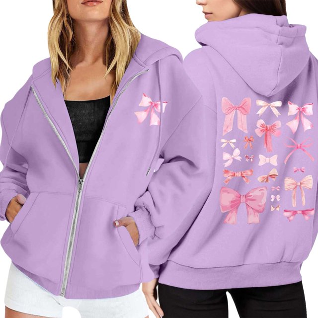 Tunique à Capuche Longue 3TG Chandail à Capuchon Robe Chandail pour Femmes Haut Grande Taille Chandails à Capuchon Femmes Chandail à Manches Longues à Fermeture Éclair Poche Cordon Décontracté Sport Violet TTTG