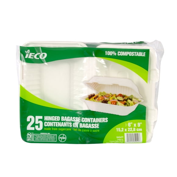 iECO Contenant En Bagasse 6"x9" 25/PQT