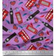 thumbnail image 1 of Soimoi Poly Georgette Fabric Bus,Telephone Booth & London Clock Tower Architectural Fabric Prints by Yard 52 Inch Wide, 1 of 3