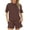 Brown, variant on Womens Loose Casual Two-piece Suit Short Sleeve Top And Shorts With Pocket Set