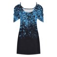 thumbnail image 4 of Fshaion Robe d'Été pour Femmes 2024 Grande Taille Imprimé Manches Courtes Épaules Dénudées Col Rond Robe Liquidation à Moins de 10!, 4 of 5