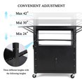 thumbnail image 4 of Av Cart With Lockable Cabinet, Height Adjustable 24-42", Non-Slip Mat, 100 Lbs Capacity, Mobile Workstation With Additional Storage, 4 of 7