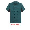 thumbnail image 3 of Chef Coat Short Sleeve with Buttons Pockets Cook Jacket Chic Cooking Work Wear Uniform Costume for Restaurant Hotel Cafe Kitchen Dark Green XXL, 3 of 6