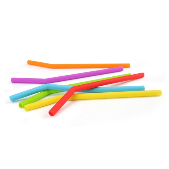 Soft Multipurpose Silicones Straws 6-piece Set Creatives Sustainable Juices Milk Colorful Curved Tube