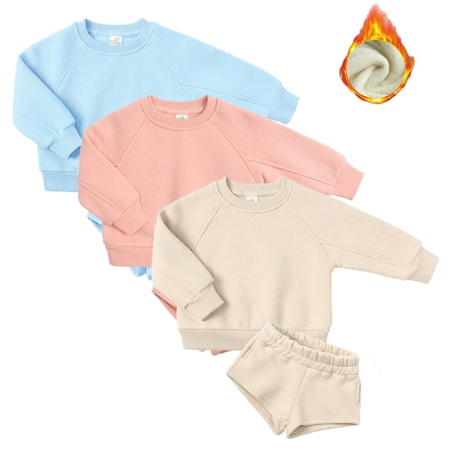 MesaSe Ensemble de Survêtement pour Filles, 2 Pcs, Décontracté, Épais, Col Rond, Manches Longues, Polaire