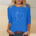 thumbnail image 2 of Blouses pour Femmes, T-Shirt Imprimé Mi-Longueur Manches 3/4 Col Rond Décontracté, Blouses pour Femmes T-Shirts pour Femmes, 2 of 3