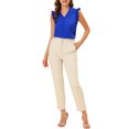 thumbnail image 2 of INSPIRE CHIC Blouse de Travail Sans Manches à Volants pour Femme, Col en V, Hauts, TP Bleu Royal, 2 of 7