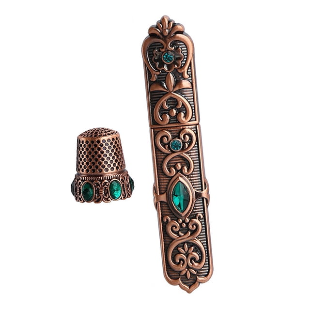 Embossed Sewing Thimble Case European Style Storage Sewing Metal Cross Stitch Option 1