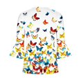 thumbnail image 5 of Hauts pour Femmes Haut pour Dames Imprimé Floral Col en V Manches Courtes T-Shirt à Boutons Café L, 5 of 5
