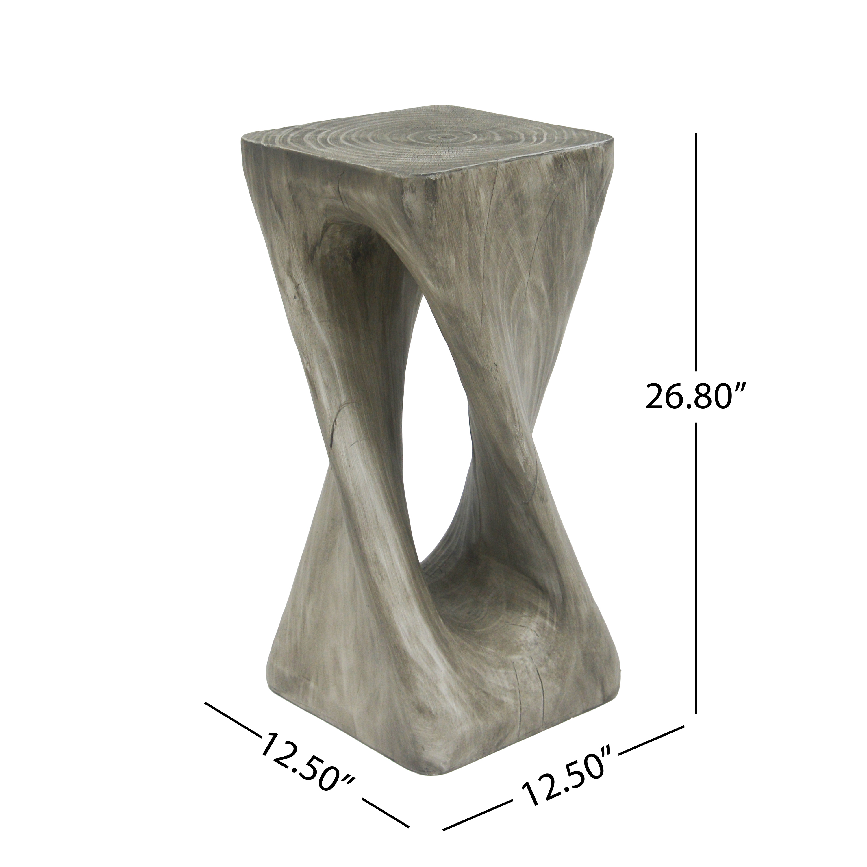 Table d'appoint Noble House grise MGO, texture bois, 68 cm de hauteur, grise