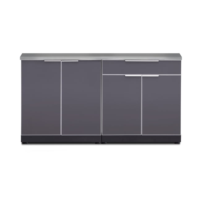 NewAge Products Outdoor Kitchen Aluminum 3 Piece Cabinet Set with Countertops