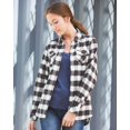 thumbnail image 5 of Chemise en Flanelle à Manches Longues Teinte en Fil pour Femmes, G, Bleu Blanc, 5 of 5