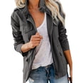 thumbnail image 2 of Innerwin Veste Militaire à Revers pour Femmes Automne Couleur Unie Ajustée Gris 2TG, 2 of 4