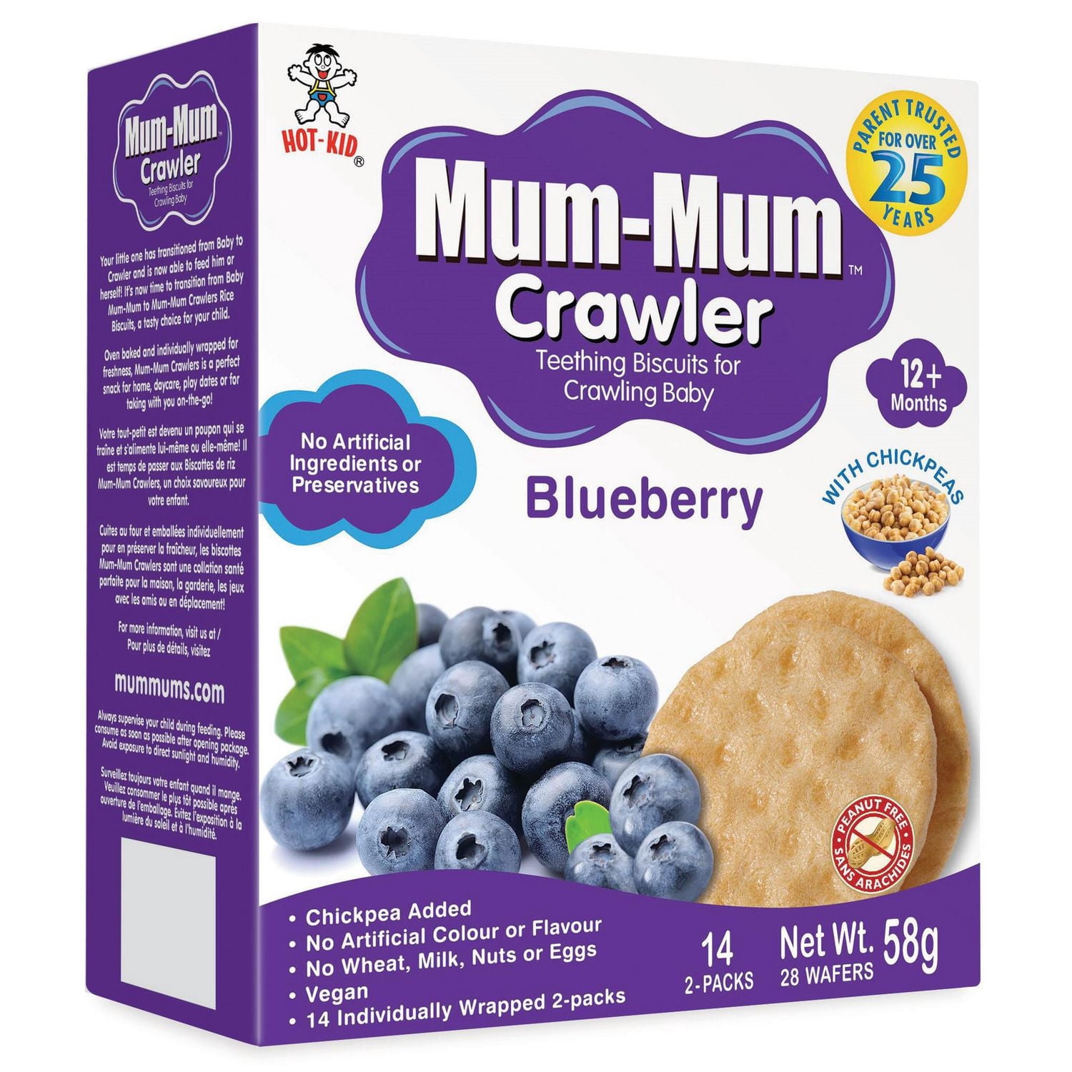 Mum-Mum Biscuits de Dentition pour Bébé Qui Rampe pour Bébé Qui Rampe - Saveur de Bleuet