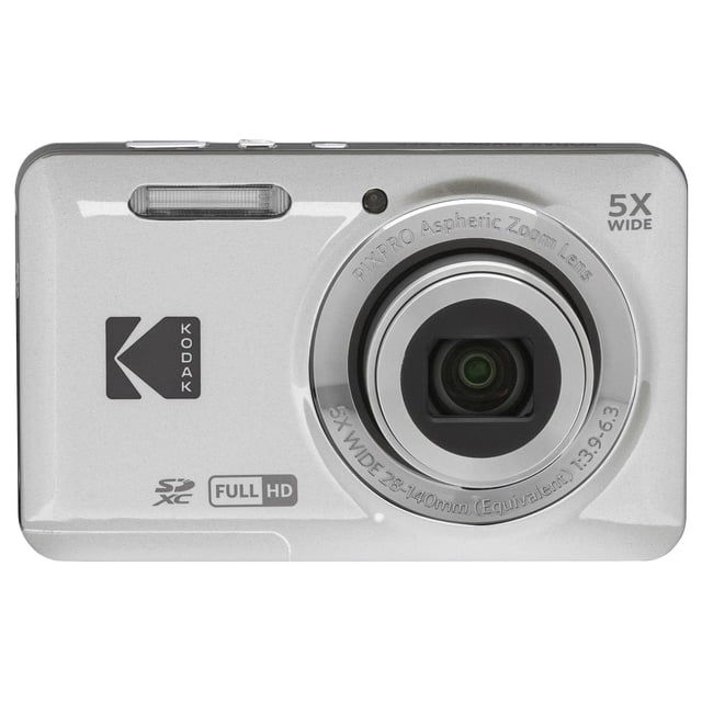 KODAK PIXPRO FZ55-SL 16MP CMOS Sensor Digital Camera 5X Optical Zoom 28mm Wide Angle 1080P Full HD Video 2.7" LCD Vlogging Camera Silver