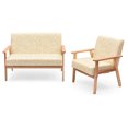 thumbnail image 4 of Patiojoy Ensemble de Canapé 2 Pcs et Fauteuil Simple en Tissu Jaune Floral, 4 of 5