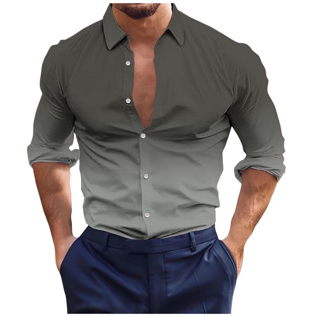 Birdeem Chemises pour Hommes Manches Longues Boutonnées Mode Décontractée Imprimée Bouton Col Rabattu Chemise Chemise Hauts Été Chemises Manches Longues pour Hommes