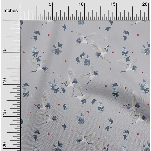 oneOone Georgette Viscose Fabric Dot|Floral & Stork Bird Print Fabric BTY 42 Inch Wide