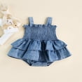 thumbnail image 2 of Baby Girl Romper Sleeveless Suspender Pleated Design Ruffle Hem Bottom Snap Button Cute Jumpsuit, 2 of 7