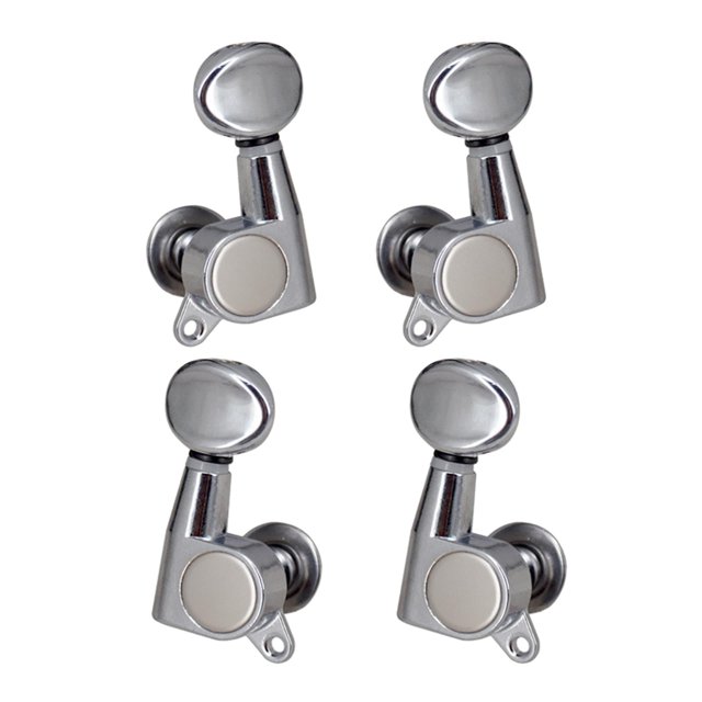 Têtes de Machine de Remplacement pour Ukulélé Tuners 2R 2L Bouton Fermé 4 Cordes