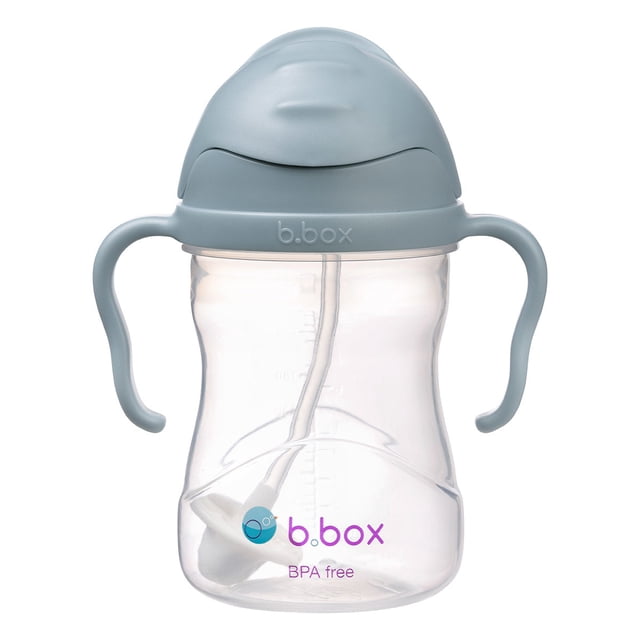 b.box - Sippy cup with Fliptop Straw, Drink from any Angle Weighted Straw, Spill Proof, Leak Proof & Easy grip BPA Free, Dishwasher safe Babies & Toddlers 240ml - Ocean