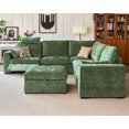 thumbnail image 1 of BEDEEP 120'' Power Recliner Sofa with Headrest Console, Moduar Cloud Sectional Chenille Reclining Couch with Storage Ottoman Chaise, Convertible 6-Seater Sofa Couch for Living Room RV, Green, 1 of 9